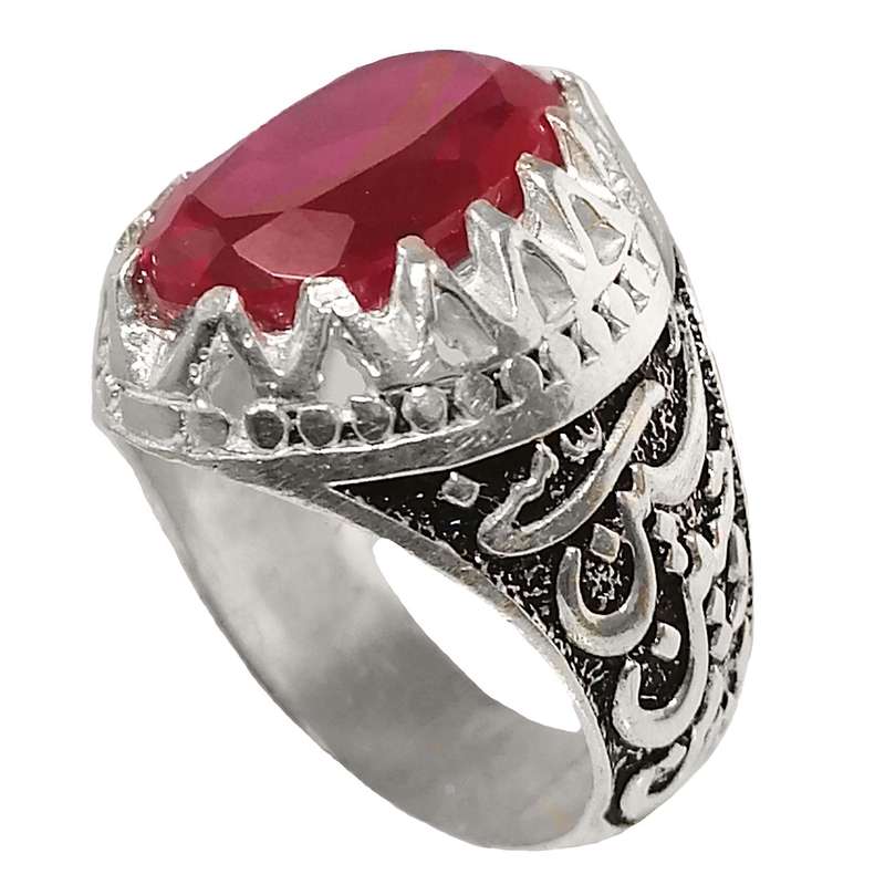 انگشتر نقره مردانه مدل یاقوت سرخ کد MG5011