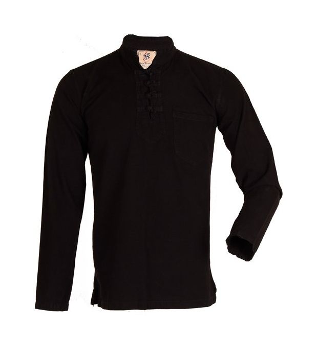 پیراهن مردانه الیاف طبیعی چترفیروزه مدل چهارگره مشکی کد 3