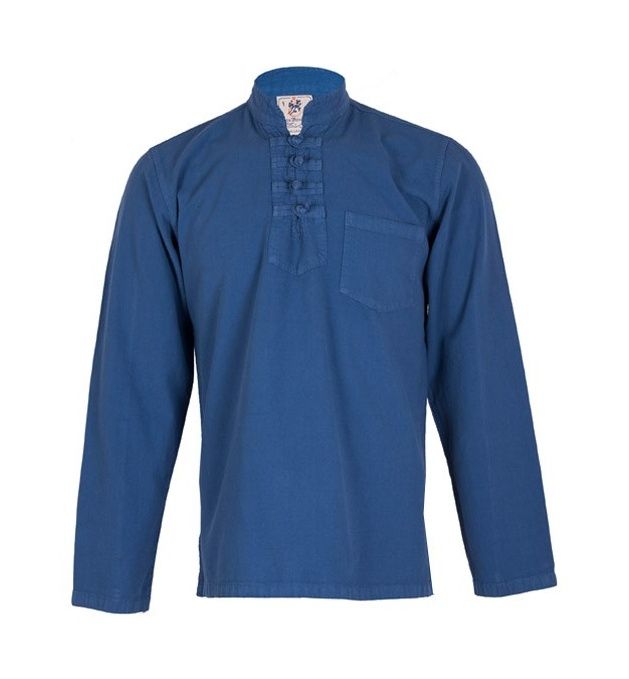 پیراهن مردانه الیاف طبیعی چترفیروزه مدل چهارگره آبی کد 2