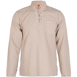 پیراهن مردانه الیاف طبیعی چترفیروزه مدل چهارگره کرم کد 3