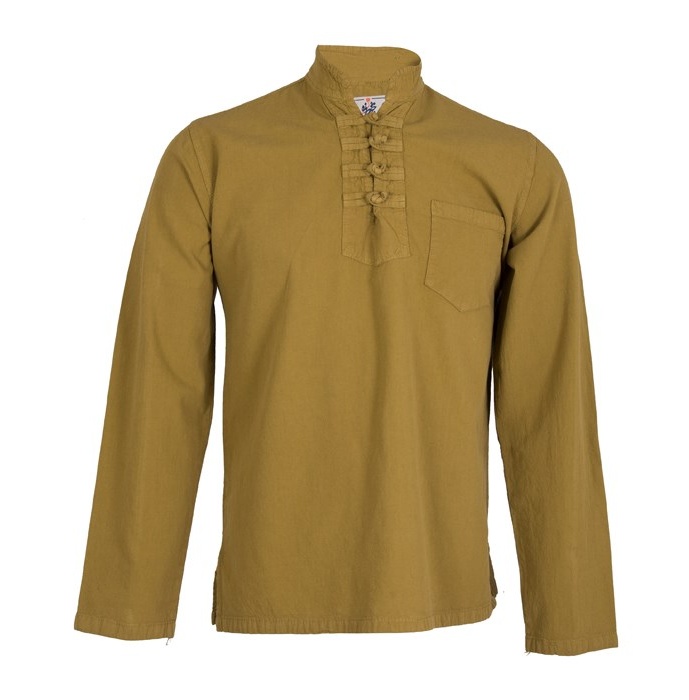 پیراهن مردانه الیاف طبیعی چترفیروزه مدل چهارگره خردلی کد 9