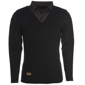 بلوز بافت مردانه ال تی بی طرح یقه پیراهنی قهوه ای 183