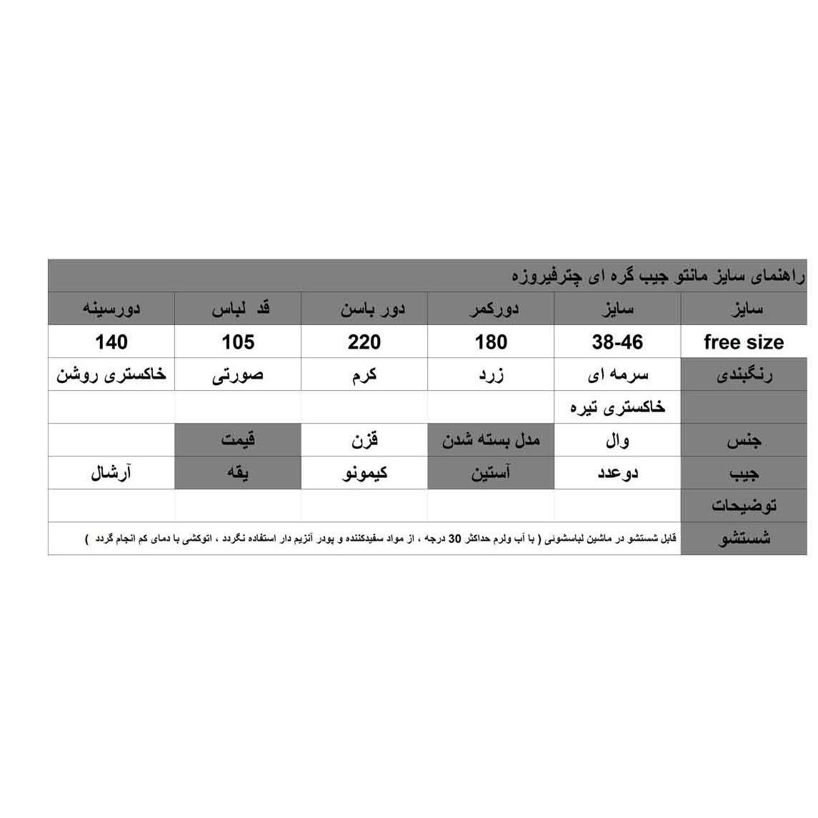 مانتو چترفیروزه مدل جیب گره ای کد 6 main 1 2