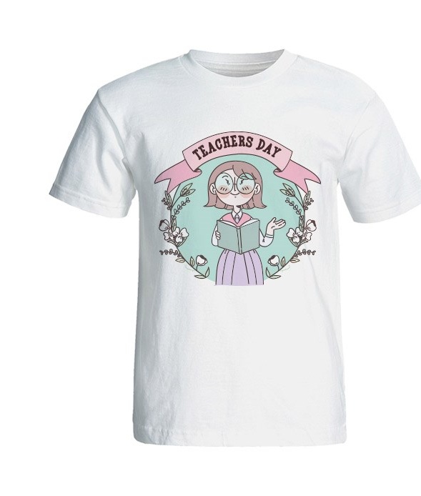 تی شرت آستین کوتاه شین دیزاین طرح روز معلم کد 4215