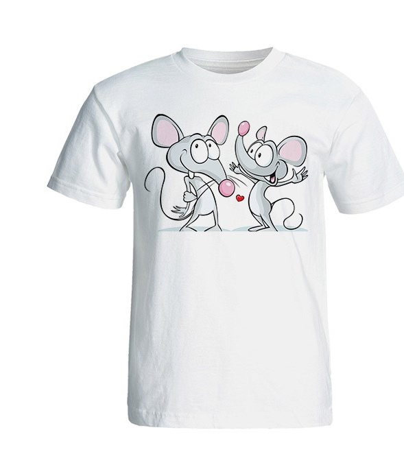 تی شرت آستین کوتاه شین دیزاین طرح دو موش عاشق کد 4358