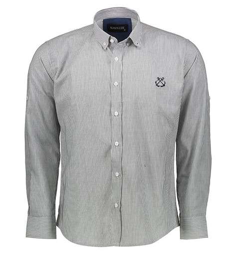 پیراهن مردانه ناوالس طرح راه راه مدل NKH27-RIZ-BK