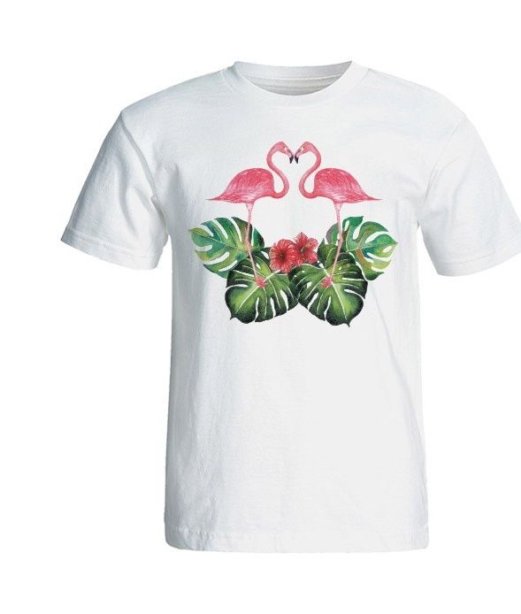 تی شرت آستین کوتاه زنانه شین دیزاین طرح فلامینگو عاشق کد 4432