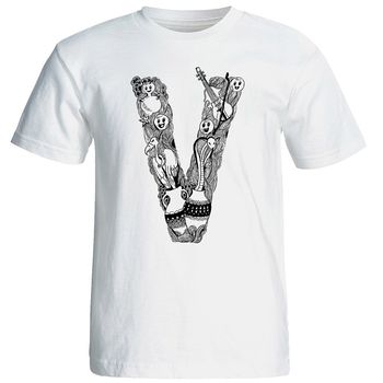 تی شرت آستین کوتاه مردانه شین دیزاین طرح حروف اول اسم V کد 4487