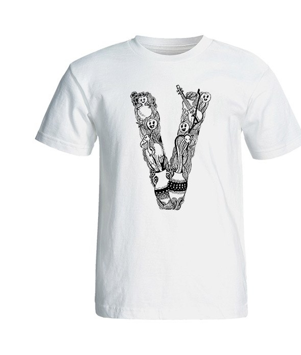 تی شرت آستین کوتاه مردانه شین دیزاین طرح حروف اول اسم V کد 4487 -  - 2