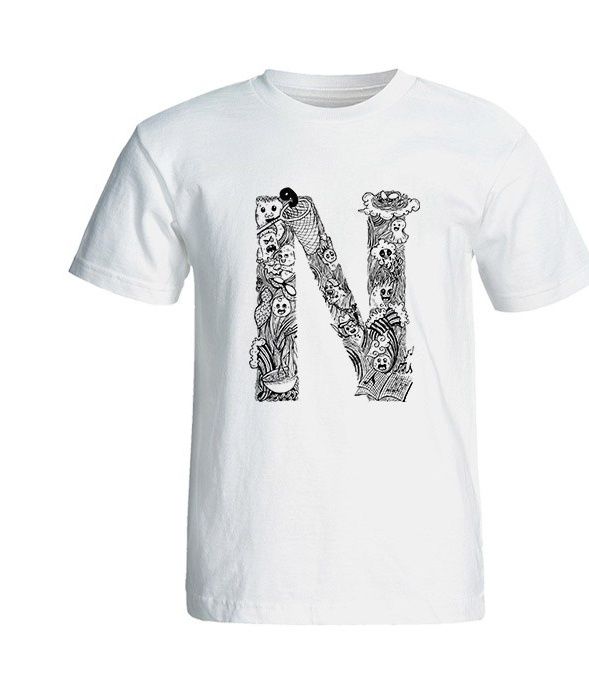 تی شرت آستین کوتاه مردانه شین دیزاین طرح حروف اول اسمNکد 4485