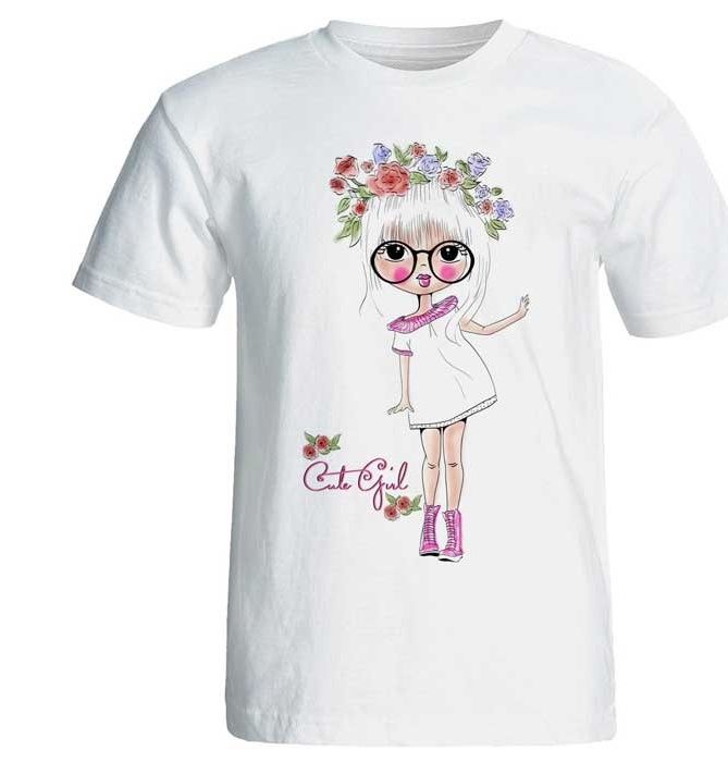 تی شرت زنانه پارس طرح کارتونی دختر کد 3632