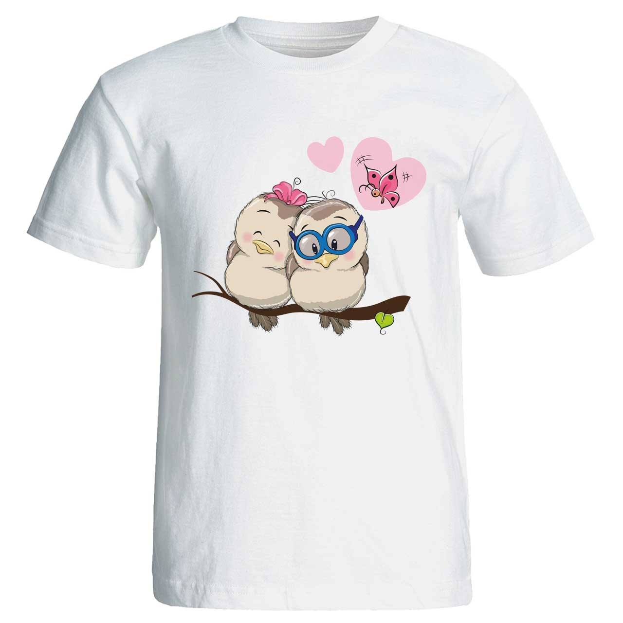تی شرت نه پارس طرح کارتونی جغد عاشق کد 3722