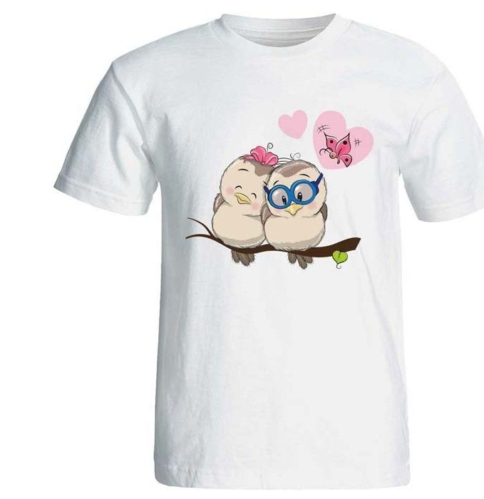 تی شرت زنانه پارس طرح کارتونی جغد عاشق کد 3722