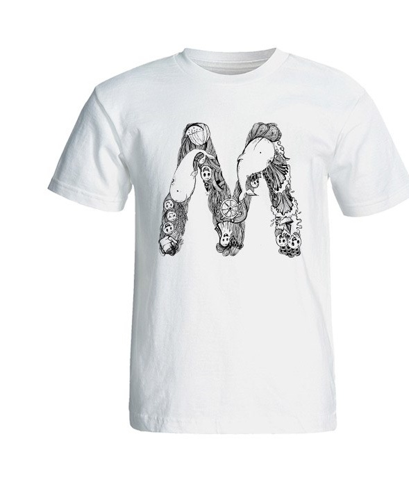 تی شرت آستین کوتاه مردانه شین دیزاین طرح حروف اول اسم ام کد 4551