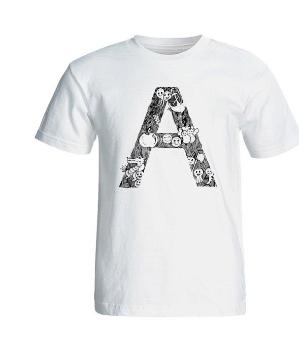 تی شرت آستین کوتاه مردانه شین دیزاین طرح حروف اول اسم A کد 4496