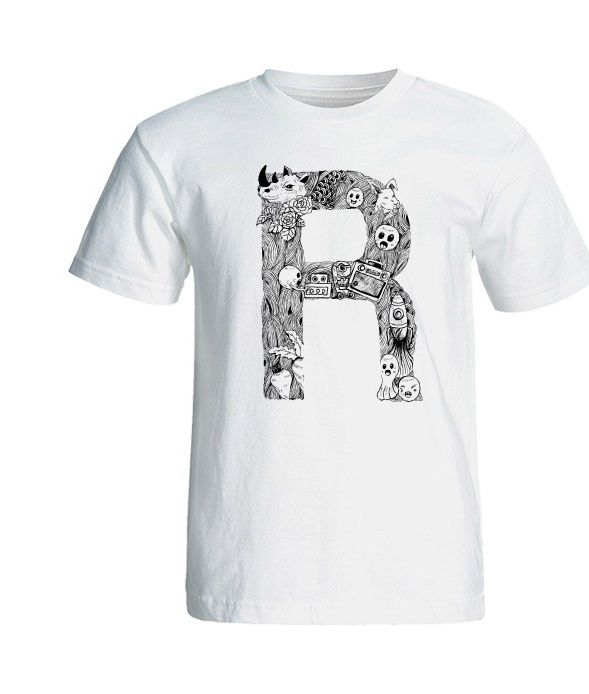 تی شرت آستین کوتاه مردانه شین دیزاین طرح حروف اول اسم R کد 4555