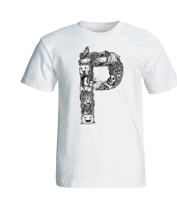 تی شرت آستین کوتاه مردانه شین دیزاین طرح حروف اول اسم P کد 4553