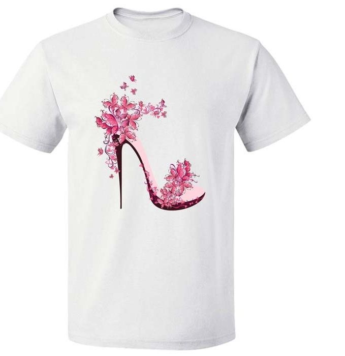 تی شرت پارس طرح کارتونی کفش گلدار کد 7123