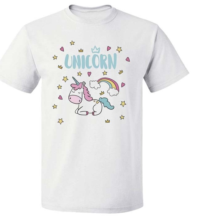 تی شرت پارس طرح کارتونی اسب تک شاخ رنگین کمان unicorn یونیکورن کد 7145