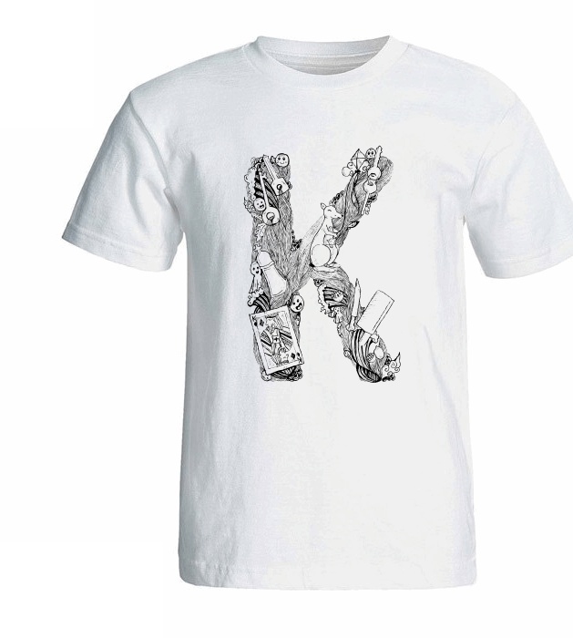 تی شرت آستین کوتاه نه شین دیزاین طرح حروف اول اسم K کد 4550