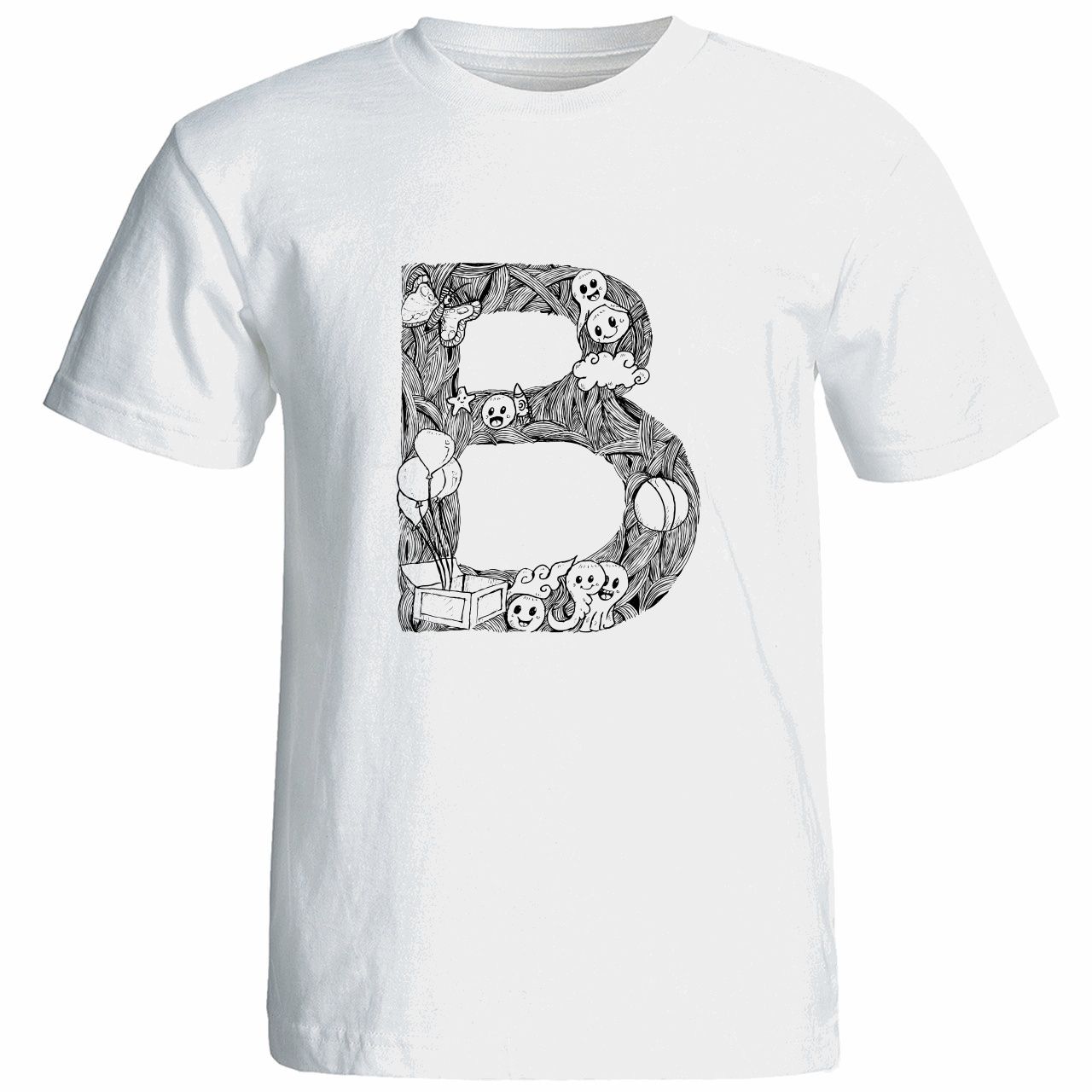 تی شرت آستین کوتاه زنانه شین دیزاین طرح حروف اول اسم B کد 4497 -  - 1