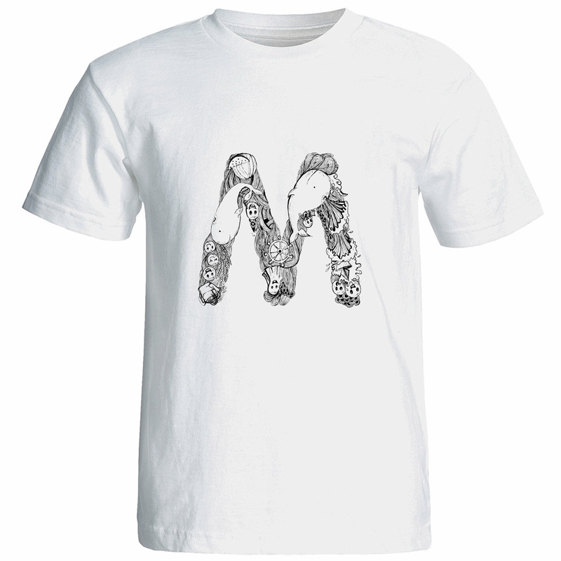 تی شرت آستین کوتاه زنانه شین دیزاین طرح حروف اول اسم M کد 4551