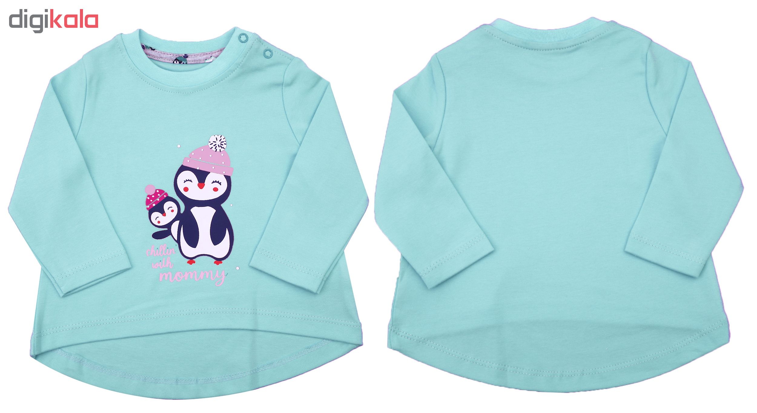 ست تیشرت و شلوار نوزادی دخترانه طرح پنگوئن کد PAN02 رنگ آبی