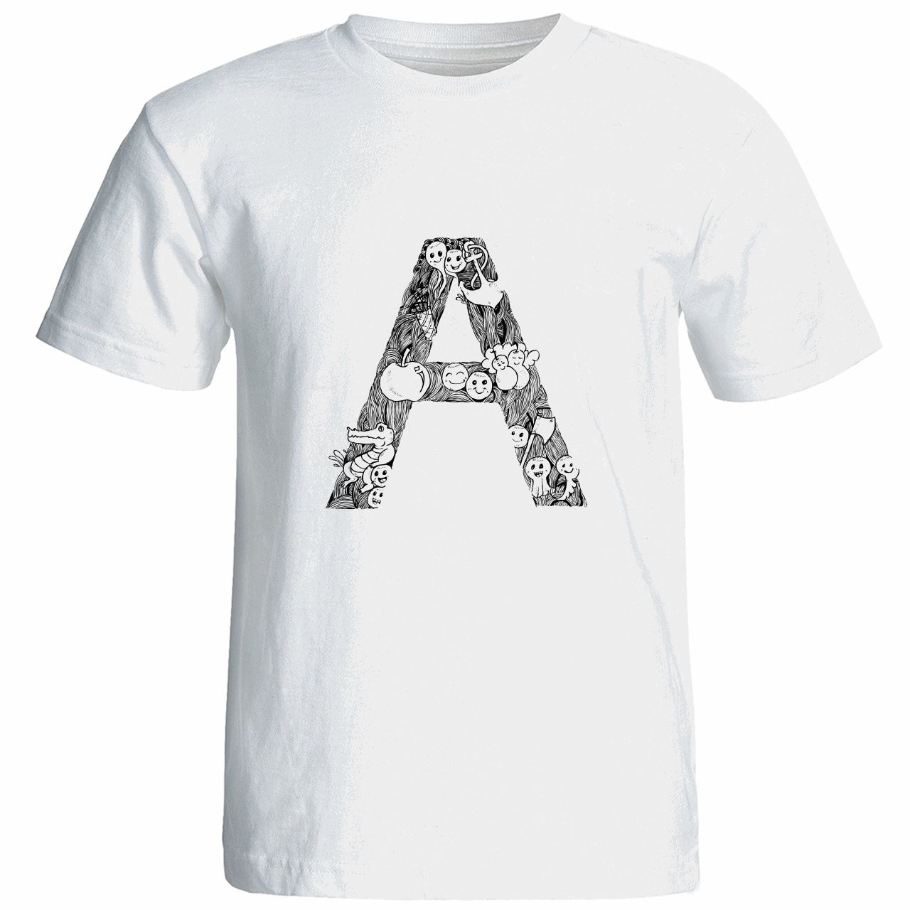 تی شرت آستین کوتاه زنانه شین دیزاین طرح حروف اول اسم A کد 4496 -  - 1