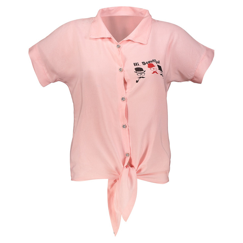 شومیز  چاپی پایین گره دار مدل 082