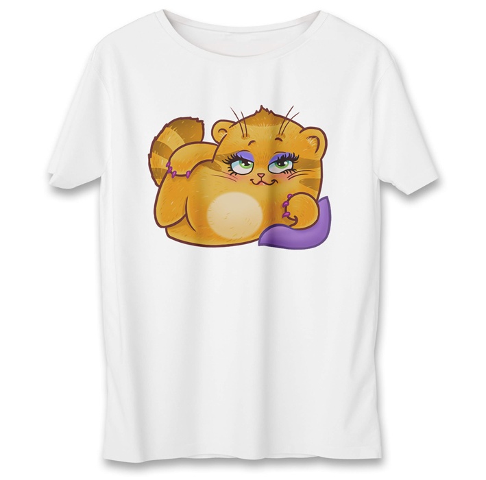 تی شرت به رسم طرح استیکر گربه کد 562