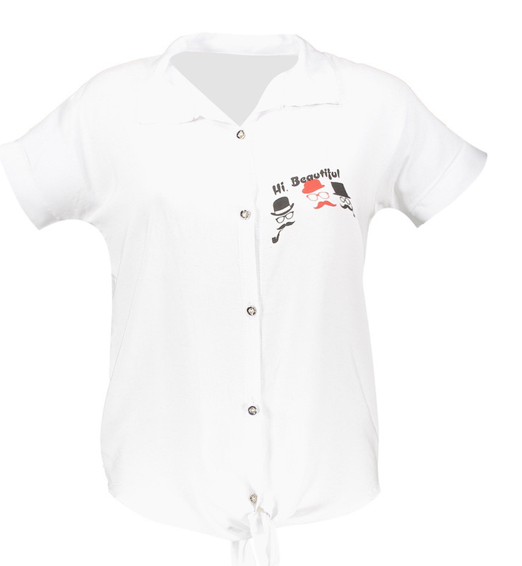 شومیز چاپی پایین گره دار مدل 081