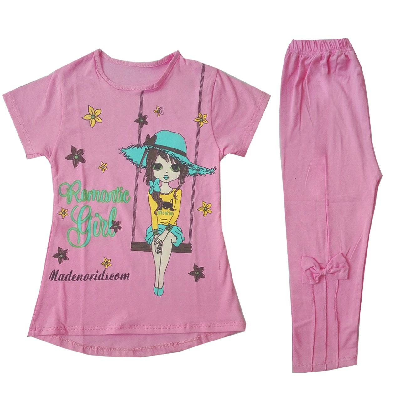 ست تی شرت و شلوارک دخترانه رادین مدل Girl کد B-0010