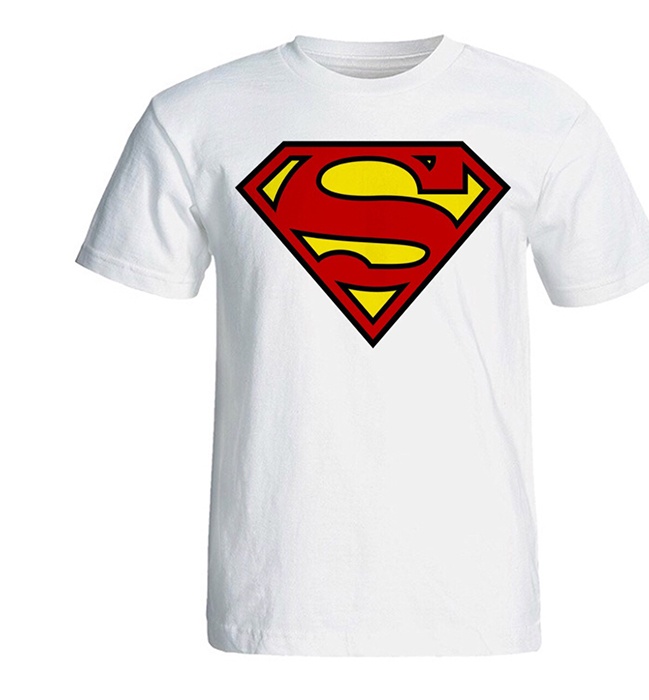 تی شرت آستین کوتاه سفید سالامین طرح سوپرمن کد SA126