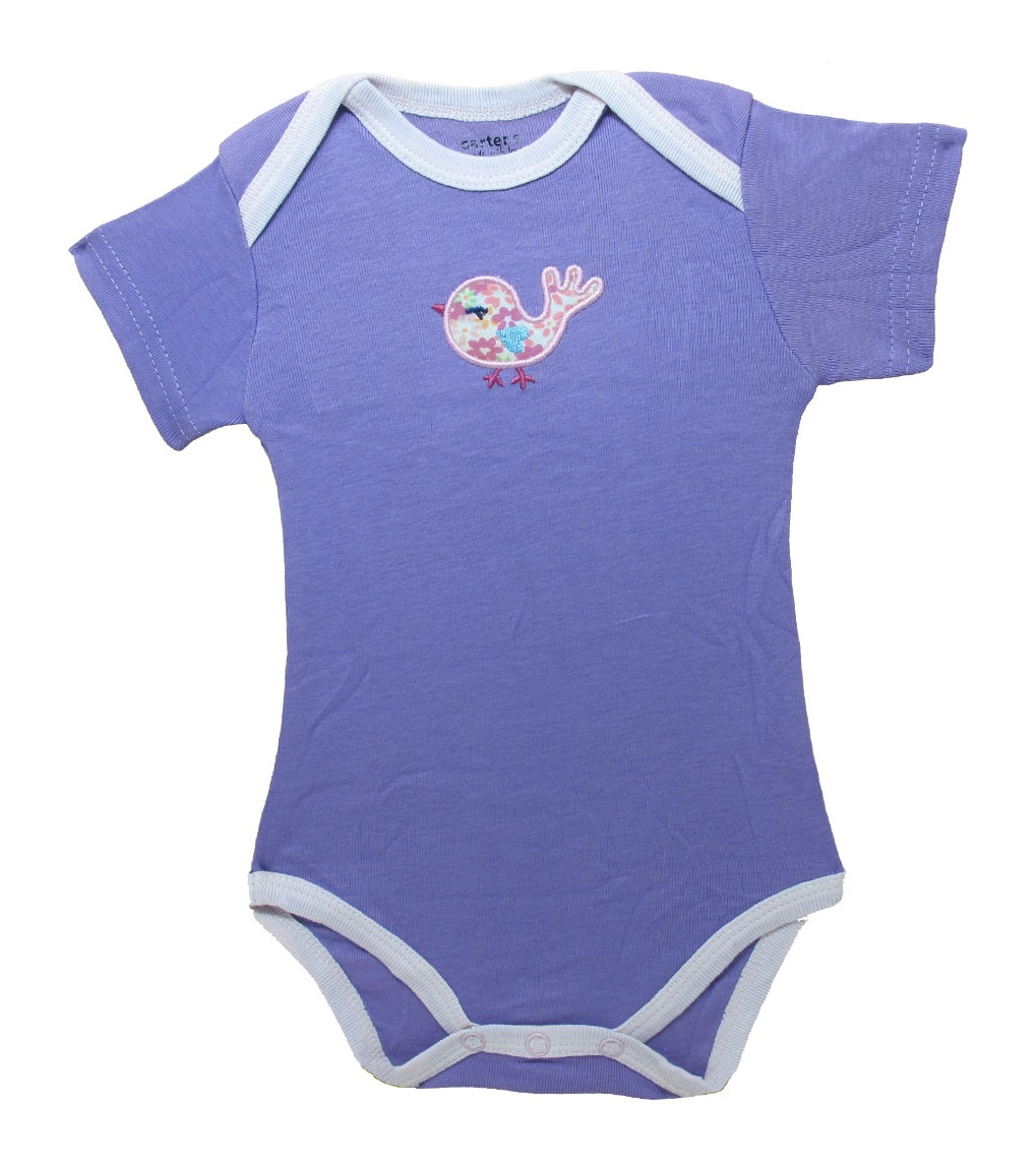 لباس زیر دکمه دار آستین کوتاه دخترانه کارترز مدل pink bird