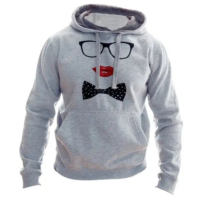 هودی زنانه به رسم طرح عینک و پاپیون کد 160