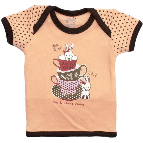 تی شرت نوزادی دخترانه آدمک طرح فنجان وخرگوش