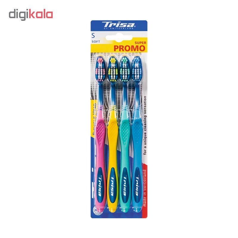 مسواک تریزا مدل فلکسی بل هد با برس نرم بسته 4 عددی