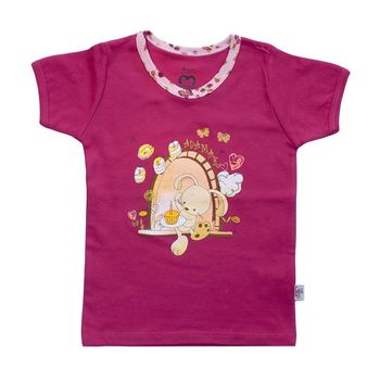 تی شرت نوزادی دخترانه آدمک طرح خرگوش و پروانه کد 02