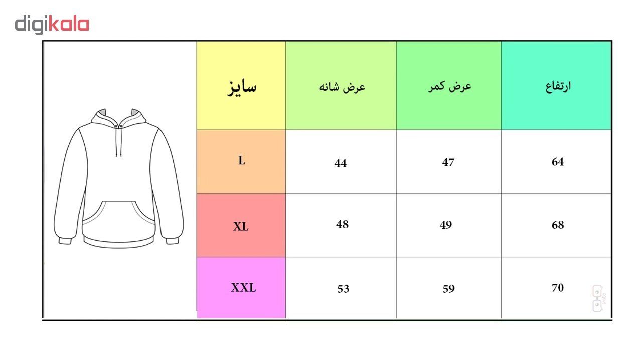 هودی مردانه مدل ملانژ کد S1 رنگ طوسی -  - 7