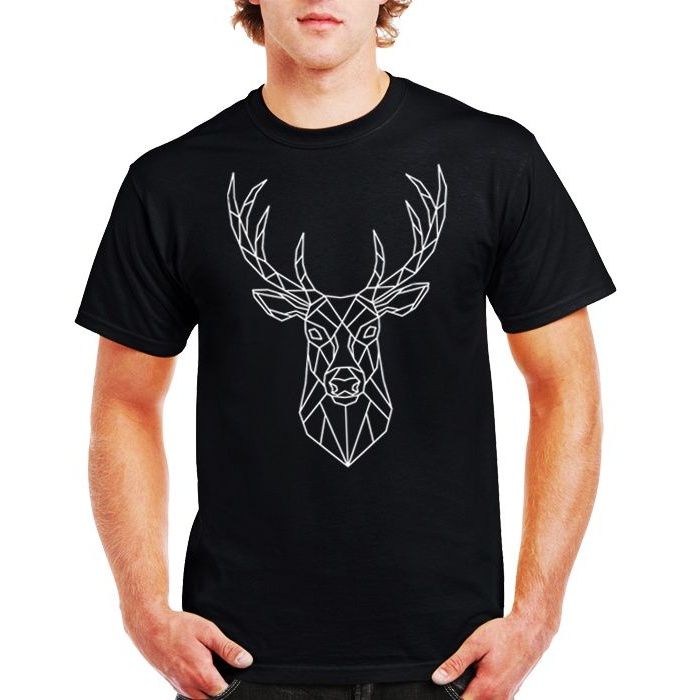 تی شرت مردانه نخی فلوریزاطرح هندسی گوزن کد 001 deer t shirt تیشرت