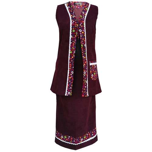 سارافون و دامن استار پوشاک مدل مهتاب کد M1 رنگ زرشکی