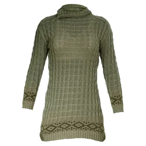 پلیور بافتنی زنانه حاشیه دار  مدل army green-01