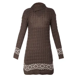 پلیور بافتنی زنانه حاشیه دار  مدل darkbrown-01