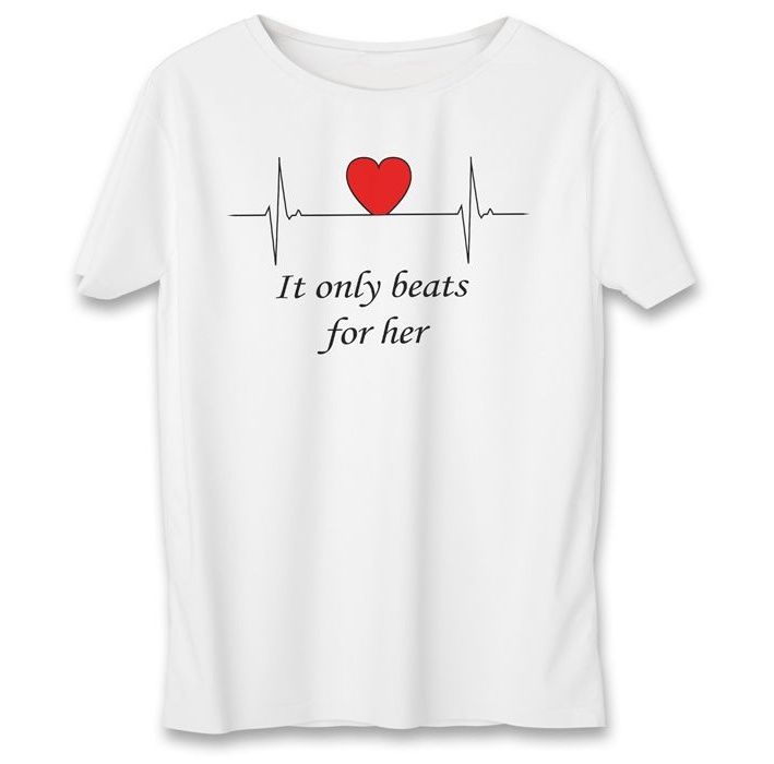 تی شرت مردانه به رسم طرح ضربان قلب کد 375