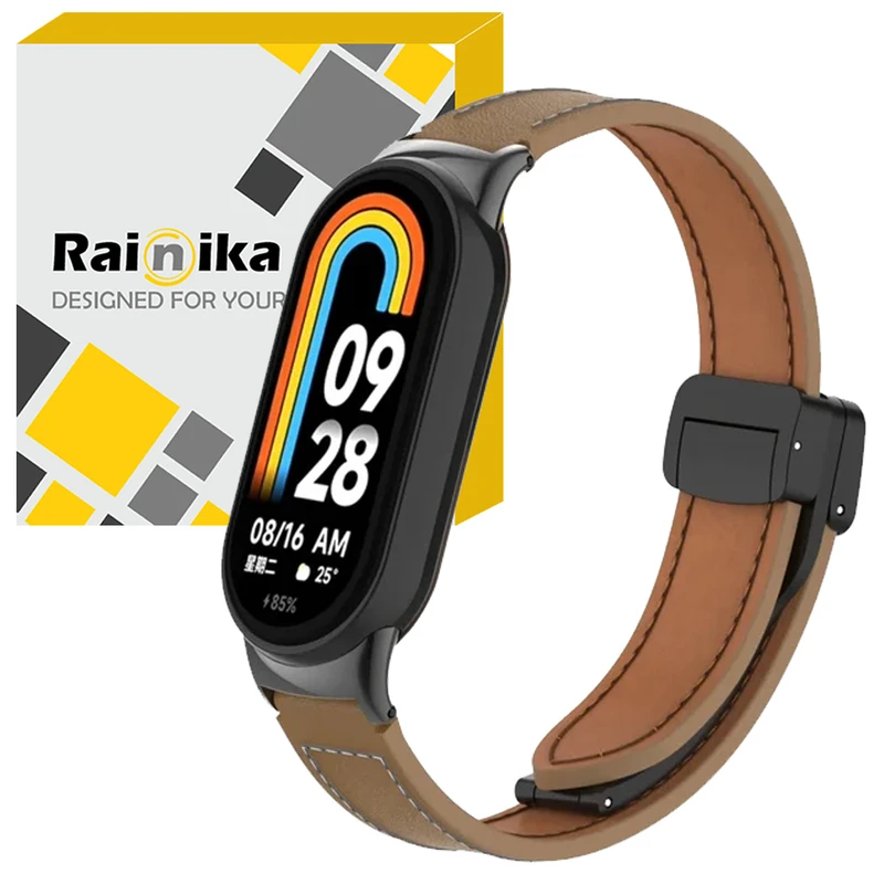 بند رینیکا مدل Leather BLA 8-9-10 مناسب برای ساعت هوشمند شیائومی mi band 8 / 9 / 10