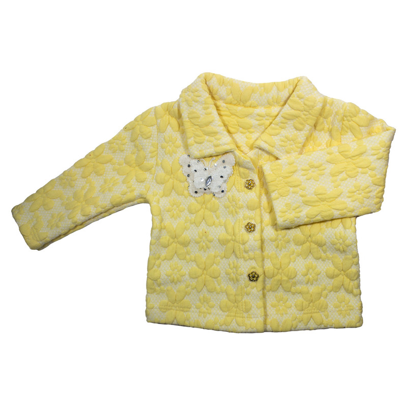ژاکت دخترانه زرد گلدار مدل c100
