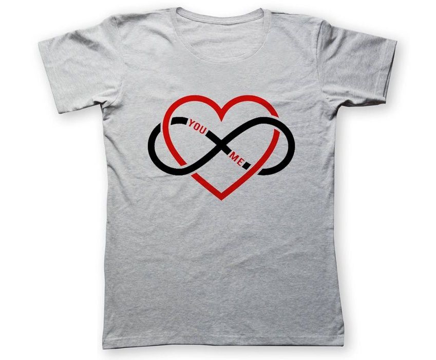 تی شرت مردانه به رسم طرح قلب بی نهایت کد 276