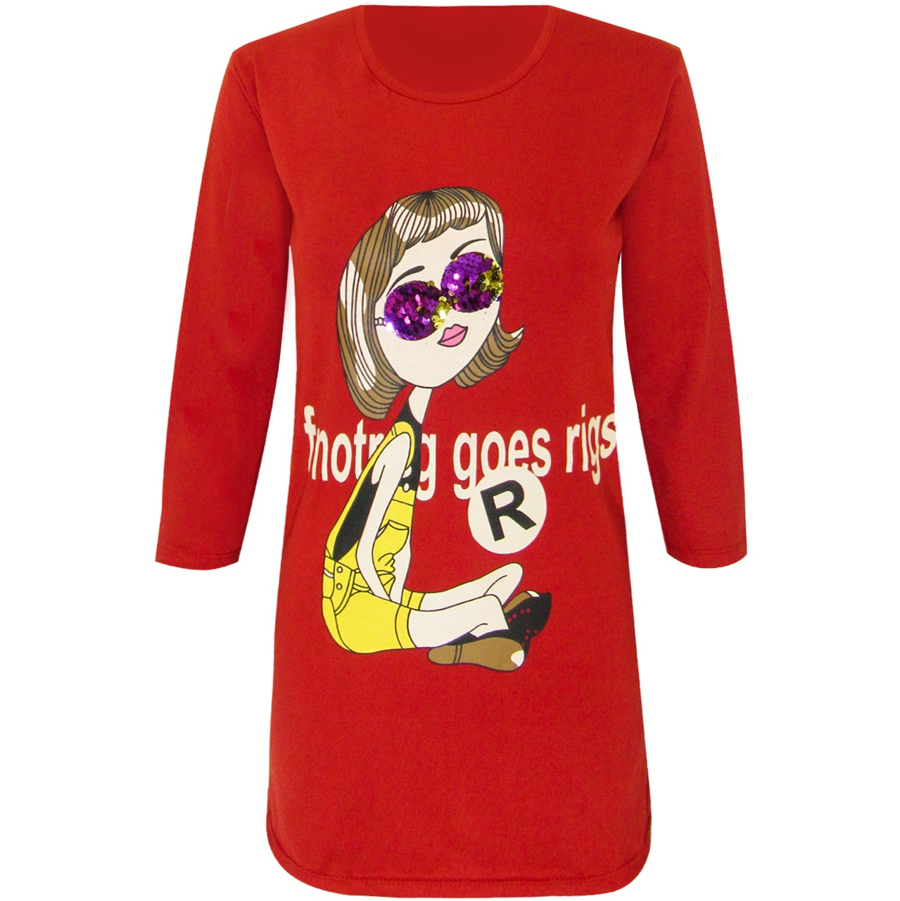 تونیک زنانه مدل Glasses رنگ قرمز