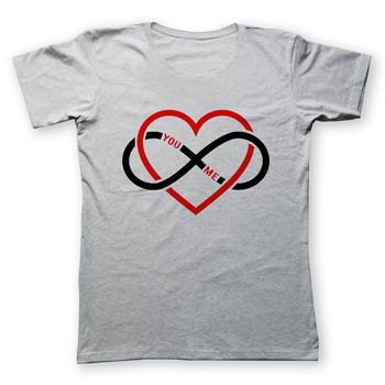 تی شرت زنانه به رسم طرح قلب بی نهایت کد 476