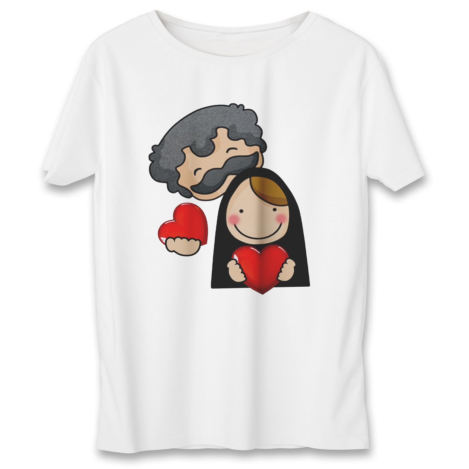 تی شرت زنانه به رسم طرح زوج کد 577 -  - 1